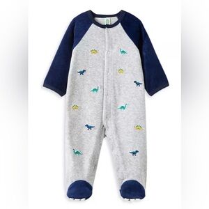 NWT Little Me “Velour Dinos” Snap Footed One-Piece, Size 6M
